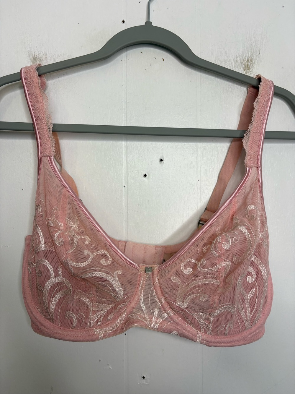 Natori Bra Womens 32G Celebrate Sheer Luxe Cut Sew Pink Lace Underwire Embroider